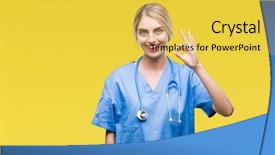  Presentation with hand surgeon - Amazing slide set having young beautiful blonde doctor surgeon backdrop and a  colored foreground