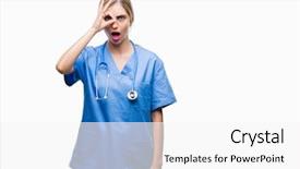  Presentation with eye doctor - Slide deck enhanced with young beautiful blonde doctor surgeon background and a white colored foreground