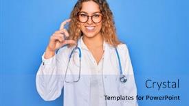  Presentation with horse sheep coat cow camel - Cool new presentation theme with young-beautiful-blonde-doctor-woman backdrop and a light blue colored foreground