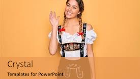  Presentation with german shepherd two young puppys - Slide set having young-beautiful-blonde-german-woman background and a yellow colored foreground