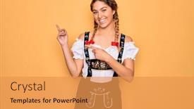  Presentation with blue eyes - Presentation having young-beautiful-blonde-german-woman background and a yellow colored foreground