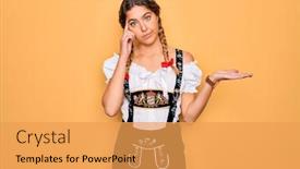  Presentation with german shepherd two young puppys - PPT theme featuring young-beautiful-blonde-german-woman background and a yellow colored foreground