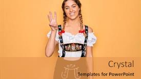  Presentation with german - Audience pleasing PPT layouts consisting of young-beautiful-blonde-german-woman backdrop and a yellow colored foreground