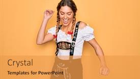  Presentation with music traditional - Slide set enhanced with young-beautiful-blonde-german-woman background and a yellow colored foreground