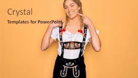  Presentation with blue eyes - Audience pleasing PPT layouts consisting of young-beautiful-blonde-german-woman backdrop and a yellow colored foreground