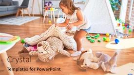  Presentation with kindergarten - Amazing slides having young-beautiful-blonde-girl-kid backdrop and a coral colored foreground