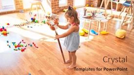  Presentation with horse riding - Theme featuring young-beautiful-blonde-girl-kid background and a coral colored foreground