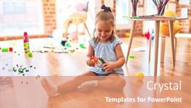  Presentation with kindergarten - Amazing presentation design having young-beautiful-blonde-girl-kid backdrop and a coral colored foreground