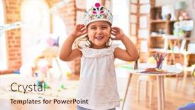  Presentation with princess - Presentation design with young-beautiful-blonde-girl-kid background and a lemonade colored foreground