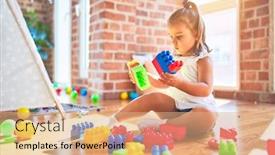  Presentation with school building - Amazing theme having young-beautiful-blonde-girl-kid backdrop and a coral colored foreground