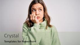  Presentation with anxiety - Presentation design having young-beautiful-blonde-girl-wearing background and a mint green colored foreground