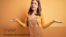  Presentation with comparison - PPT theme featuring young-beautiful-blonde-girl-wearing background and a red colored foreground