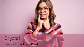  Presentation with fingers - Colorful PPT theme enhanced with young-beautiful-blonde-girl-wearing backdrop and a coral colored foreground