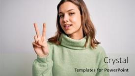  Presentation with two way street sign - Slide set with young-beautiful-blonde-girl-wearing background and a mint green colored foreground