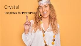  Presentation with hippie - Slides consisting of young-beautiful-blonde-hippie-woman background and a yellow colored foreground