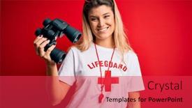  Presentation with whistle - PPT layouts enhanced with young-beautiful-blonde-lifeguard-woman background and a red colored foreground