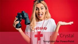  Presentation with lifeguard - PPT layouts consisting of young-beautiful-blonde-lifeguard-woman background and a red colored foreground