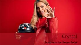  Presentation with moto - Colorful theme enhanced with young-beautiful-blonde-motorcyclist-woman backdrop and a crimson colored foreground