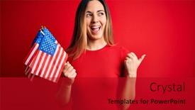  Presentation with patriotic - Amazing presentation theme having young-beautiful-blonde-patriotic-woman backdrop and a crimson colored foreground