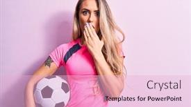  Presentation with pink 80s disco ball - Audience pleasing PPT theme consisting of young-beautiful-blonde-player-woman backdrop and a lemonade colored foreground