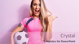  Presentation with mouth - Cool new slide set with young-beautiful-blonde-player-woman backdrop and a lemonade colored foreground