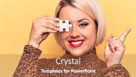  Presentation with hand holding puzzle piece - Audience pleasing PPT theme consisting of young-beautiful-blonde-plus-size backdrop and a red colored foreground