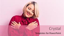  Presentation with self love - Cool new slides with young-beautiful-blonde-plus-size backdrop and a coral colored foreground