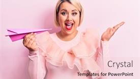  Presentation with achievement - Colorful presentation design enhanced with young-beautiful-blonde-plus-size backdrop and a lemonade colored foreground