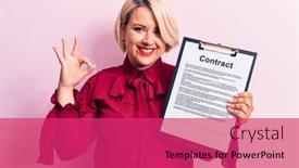  Presentation with contract - Presentation design enhanced with young-beautiful-blonde-plus-size background and a red colored foreground