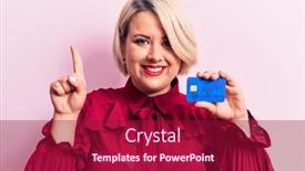  Presentation with credit card - PPT theme featuring young-beautiful-blonde-plus-size background and a crimson colored foreground