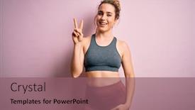  Presentation with victory sport - PPT theme consisting of young-beautiful-blonde-sportswoman-doing background and a violet colored foreground