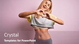  Presentation with romantic love - Presentation theme consisting of young-beautiful-blonde-sportswoman-doing background and a violet colored foreground