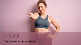  Presentation with business pink - PPT layouts enhanced with young-beautiful-blonde-sportswoman-doing background and a coral colored foreground