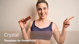  Presentation with protein bar - Colorful PPT theme enhanced with young-beautiful-blonde-sportswoman-wearing backdrop and a coral colored foreground