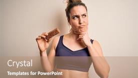  Presentation with protein bar - Theme having young-beautiful-blonde-sportswoman-wearing background and a coral colored foreground