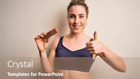  Presentation with protein bar - Amazing presentation design having young-beautiful-blonde-sportswoman-wearing backdrop and a coral colored foreground