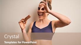  Presentation with protein bar - Colorful slides enhanced with young-beautiful-blonde-sportswoman-wearing backdrop and a coral colored foreground