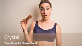  Presentation with protein bar - Colorful presentation theme enhanced with young-beautiful-blonde-sportswoman-wearing backdrop and a coral colored foreground