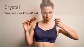  Presentation with protein bar - Theme having young-beautiful-blonde-sportswoman-wearing background and a soft green colored foreground