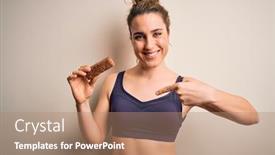  Presentation with protein bar - Amazing presentation theme having young-beautiful-blonde-sportswoman-wearing backdrop and a coral colored foreground