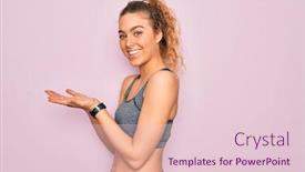  Presentation with blue eyes - Presentation theme having young-beautiful-blonde-sportswoman background and a lemonade colored foreground