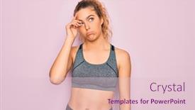  Presentation with blue eyes - Presentation theme enhanced with young-beautiful-blonde-sportswoman background and a lemonade colored foreground