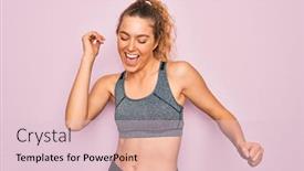  Presentation with blue music - Presentation theme featuring young-beautiful-blonde-sportswoman background and a lemonade colored foreground