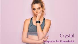  Presentation with blue eyes - Colorful PPT theme enhanced with young-beautiful-blonde-sportswoman backdrop and a lemonade colored foreground