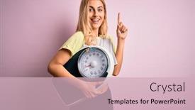  Presentation with sporty - Cool new PPT theme with young-beautiful-blonde-sporty-woman backdrop and a soft green colored foreground