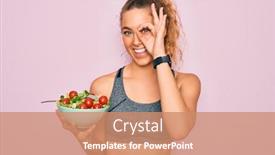  Presentation with sporty - PPT theme having young-beautiful-blonde-sporty-woman background and a coral colored foreground