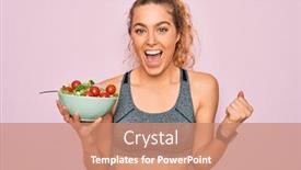  Presentation with sporty - Presentation with young-beautiful-blonde-sporty-woman background and a coral colored foreground