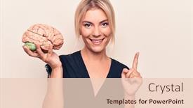  Presentation with brain memory - Slide set with young-beautiful-blonde-woman-asking background and a lemonade colored foreground