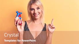  Presentation with heart health - Beautiful PPT theme featuring young-beautiful-blonde-woman-asking backdrop and a coral colored foreground