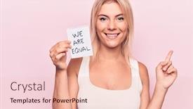  Presentation with equality - PPT layouts consisting of young-beautiful-blonde-woman-asking background and a lemonade colored foreground